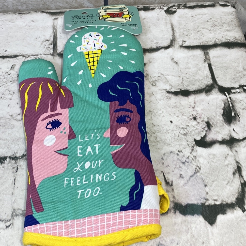 Blue Q Oven Mitt Lets Eat Your Feelings NEW Funny Cotton Kitchen Baking Bake